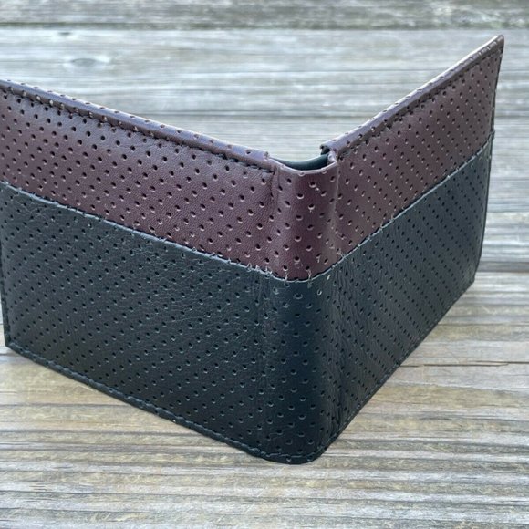 Handmade Card Holder Black/Brown Genuine Leather Bi Fold Wallet Men Purse - Picture 8 of 11